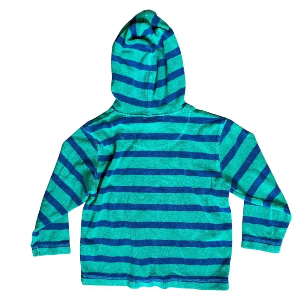 Mini Boden Unisex Terry Cloth Striped Hoodie Size 7-8
